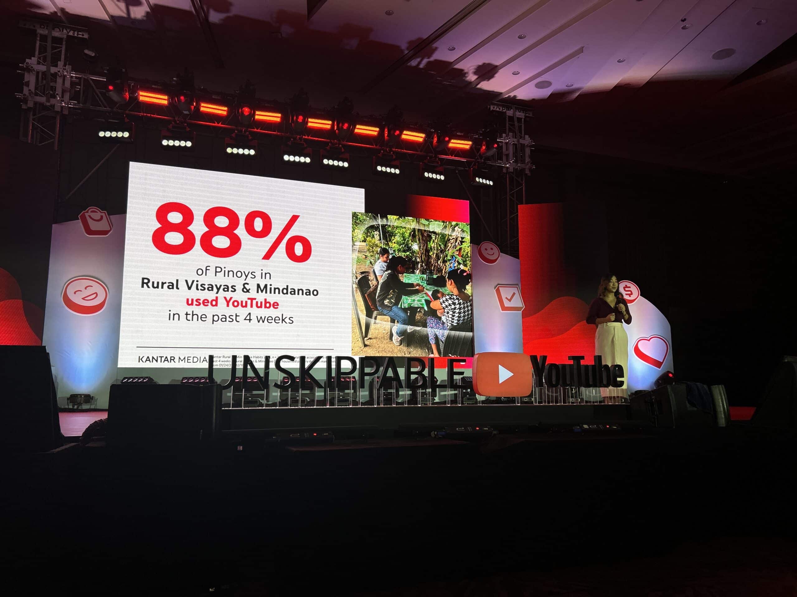 Google Southeast Asia data and insights chief Nikki Del Gallego in Taguig City on Thursday, April 24, 2025, shares to the media and partner organizations that 88 percent of Filipino internet users in rural Visayas and Mindanao had used video sharing platform YouTube in the last four weeks.